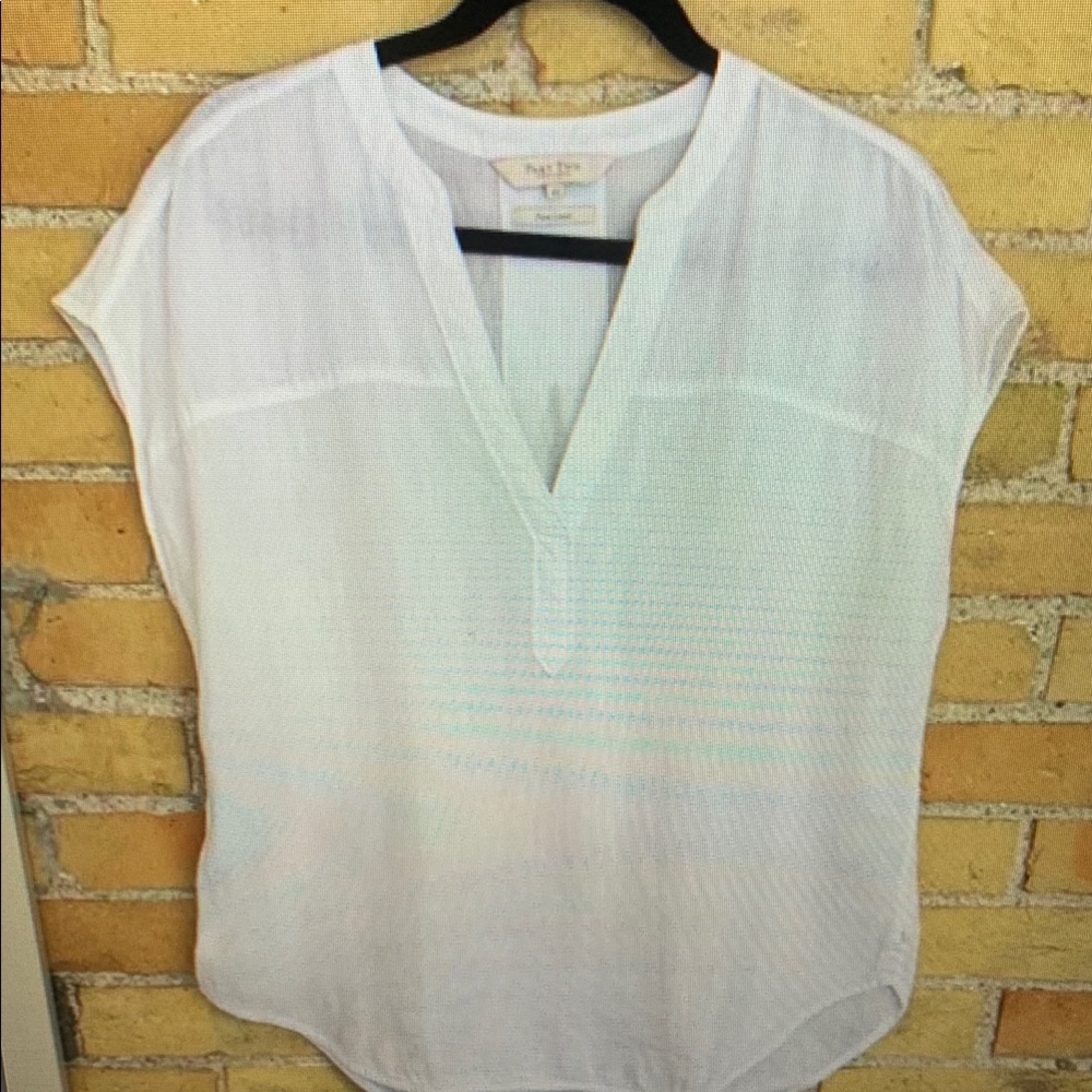 White Relaxed Boxy Blouse with Mandarin Collar